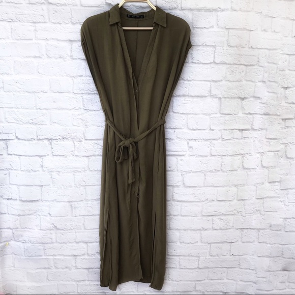 zara army green dress